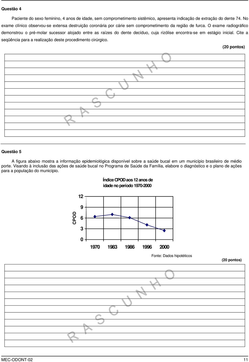 O exame radiográfico demonstrou o pré-molar sucessor alojado entre as raízes do dente decíduo, cuja rizólise encontra-se em estágio inicial.