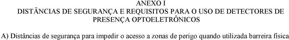 A) Distâncias de segurança para impedir o acesso