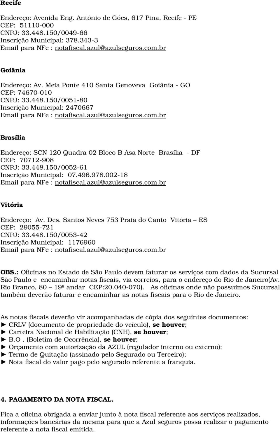 150/0051-80 Inscrição Municipal: 2470667 Brasília Endereço: SCN 120 Quadra 02 Bloco B Asa Norte Brasília - DF CEP: 70712-908 CNPJ: 33.448.150/0052-61 Inscrição Municipal: 07.496.978.