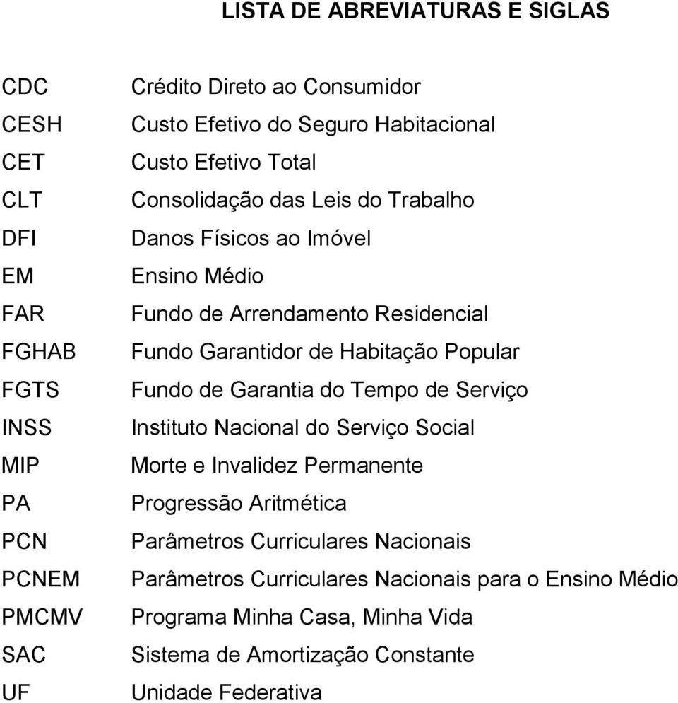 Habitação Popular Fundo de Garantia do Tempo de Serviço Instituto Nacional do Serviço Social Morte e Invalidez Permanente Progressão Aritmética Parâmetros