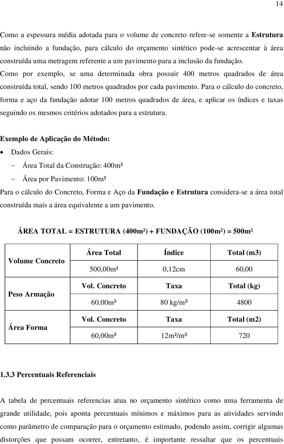 Como por exemplo, se uma determinada obra possuir 400 metros quadrados de área construída total, sendo 100 metros quadrados por cada pavimento.