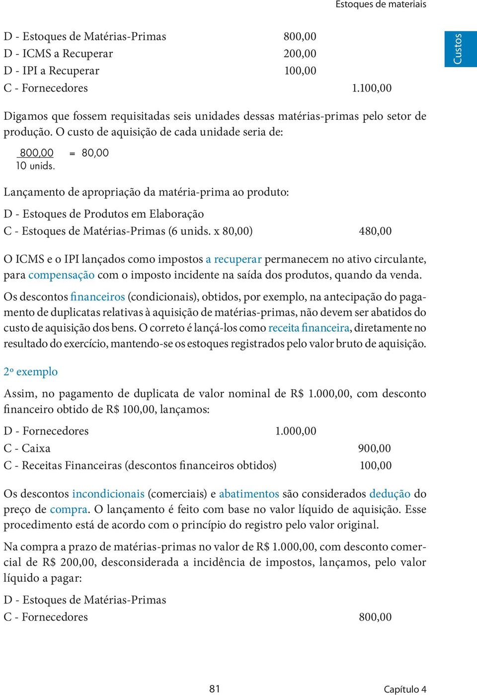 Lançamento de apropriação da matéria-prima ao produto: D - Estoques de Produtos em Elaboração C - Estoques de Matérias-Primas (6 unids.