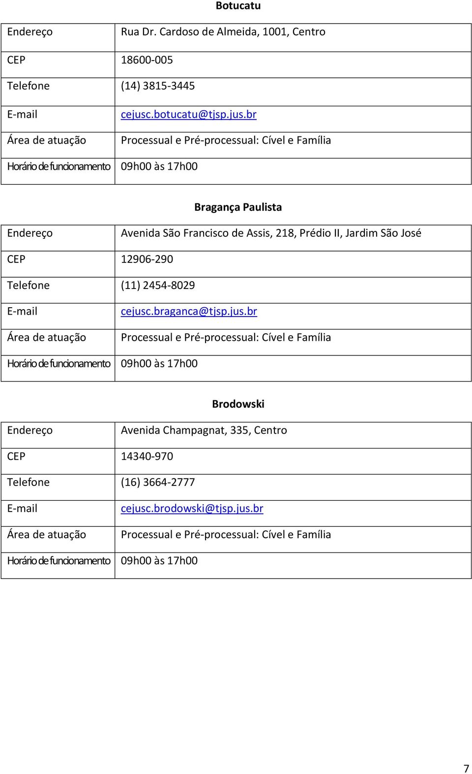 jus.br Bragança Paulista Avenida São Francisco de Assis, 218, Prédio II, Jardim São José CEP