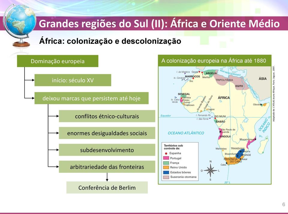 Dominação europeia A colonização europeia na África até 1880 início: século XV deixou marcas que