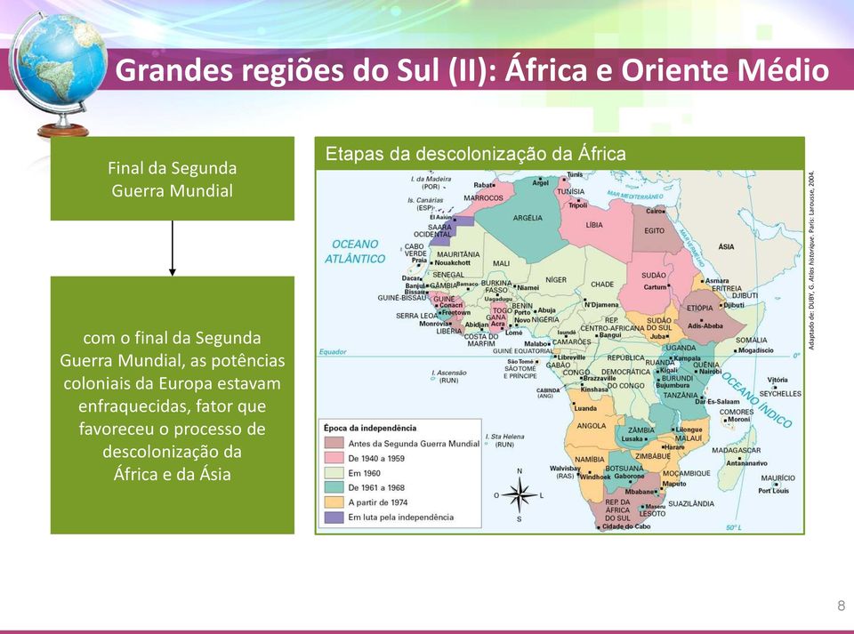 Etapas da descolonização da África com o final da Segunda Guerra Mundial, as potências