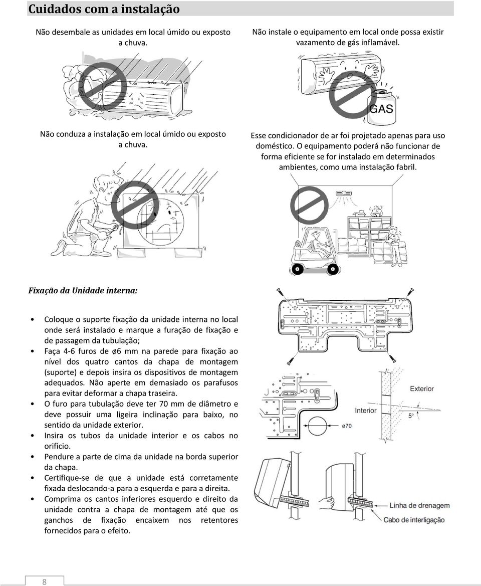 O equipamento poderá não funcionar de forma eficiente se for instalado em determinados ambientes, como uma instalação fabril.