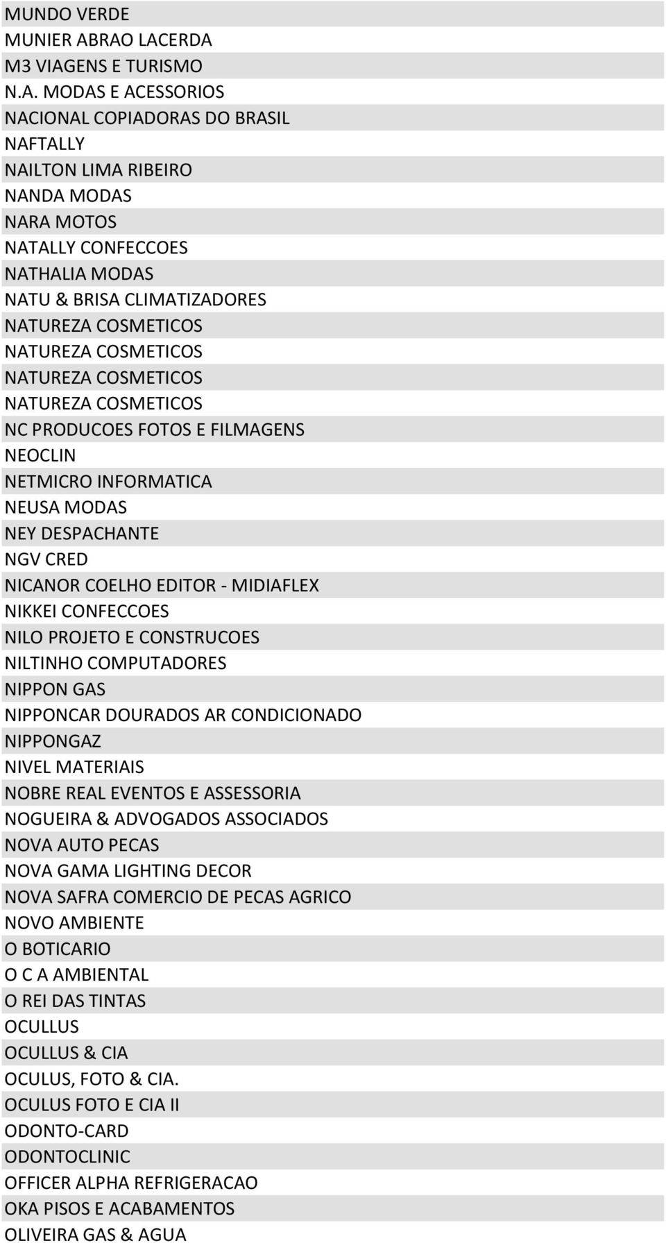 CLIMATIZADORES NATUREZA COSMETICOS NATUREZA COSMETICOS NATUREZA COSMETICOS NATUREZA COSMETICOS NC PRODUCOES FOTOS E FILMAGENS NEOCLIN NETMICRO INFORMATICA NEUSA MODAS NEY DESPACHANTE NGV CRED NICANOR