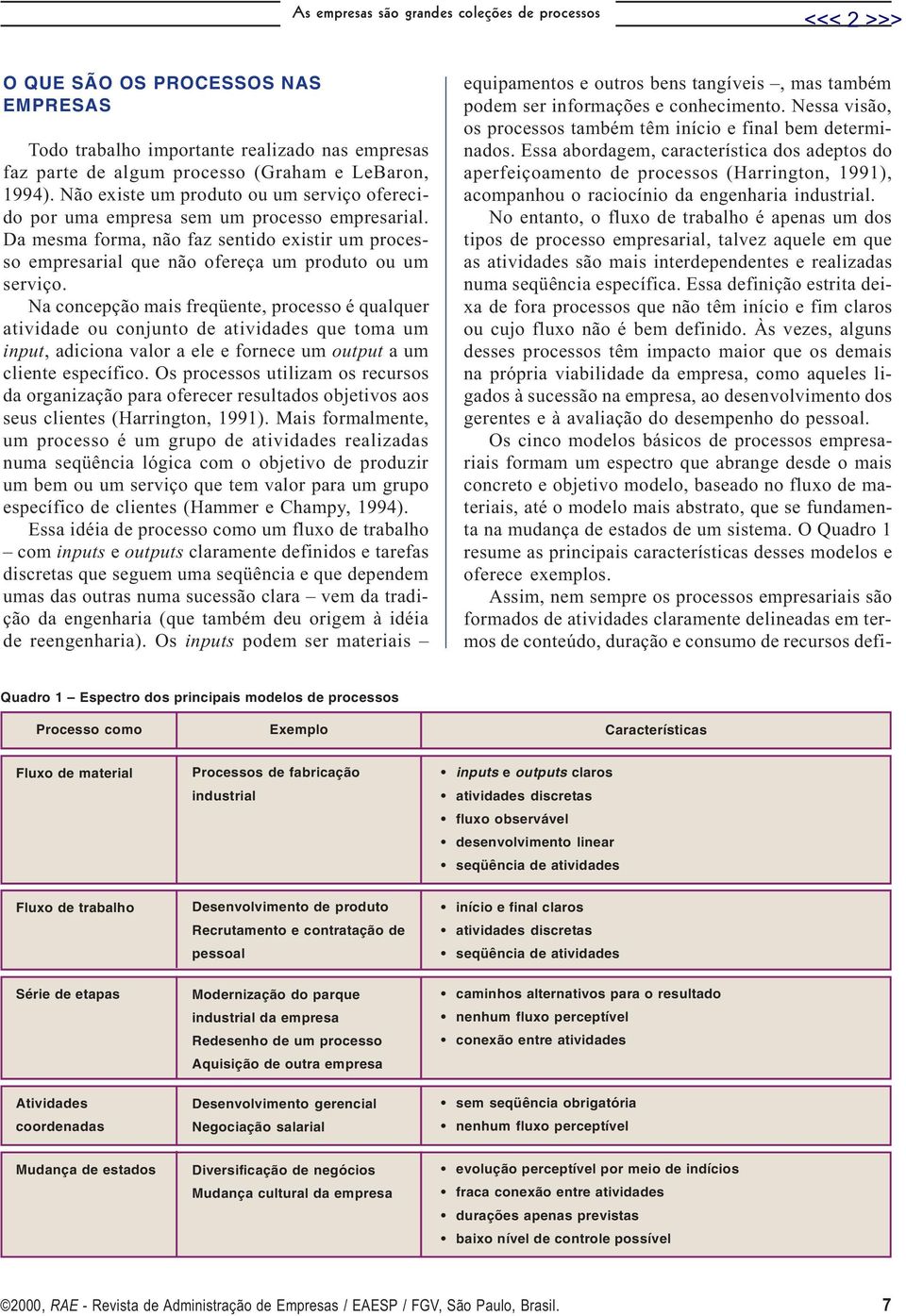 Na concepção mais freqüente, processo é qualquer atividade ou conjunto de atividades que toma um input, adiciona valor a ele e fornece um output a um cliente específico.