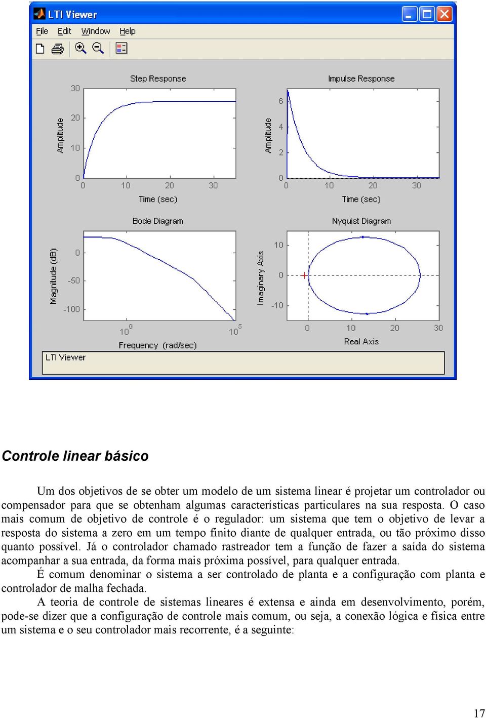 possível. Já o controlador chamado rastreador tem a função de fazer a saída do sistema acompanhar a sua entrada, da forma mais próxima possível, para qualquer entrada.