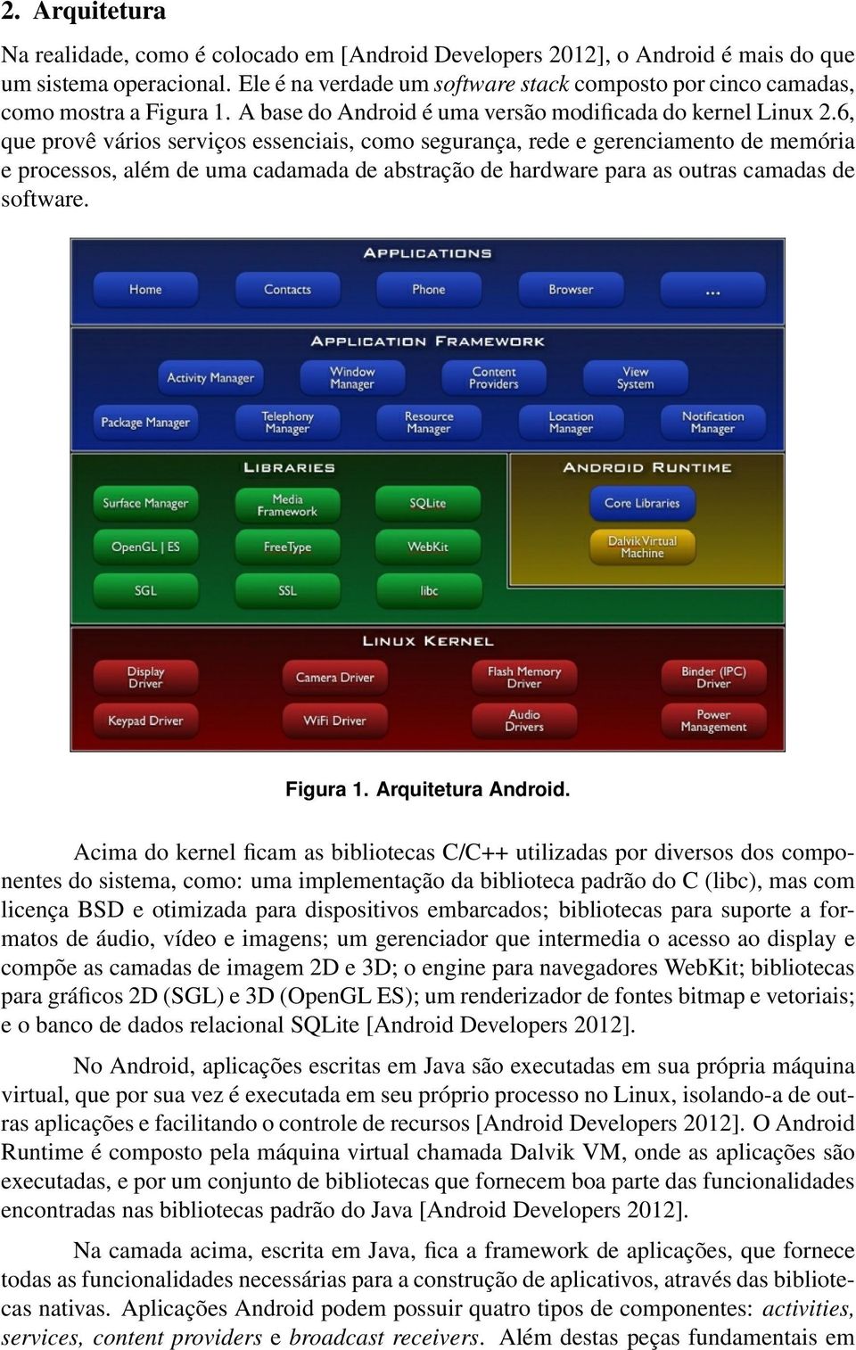 6, que provê vários serviços essenciais, como segurança, rede e gerenciamento de memória e processos, além de uma cadamada de abstração de hardware para as outras camadas de software. Figura 1.