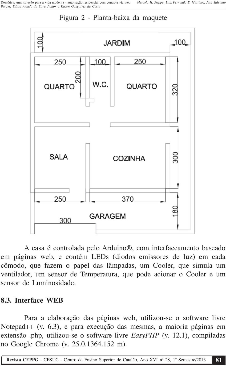 um sensor de Luminosidade. 8.3. Interface WEB Para a elaboração das páginas web, utilizou-se o software livre Notepad++ (v. 6.