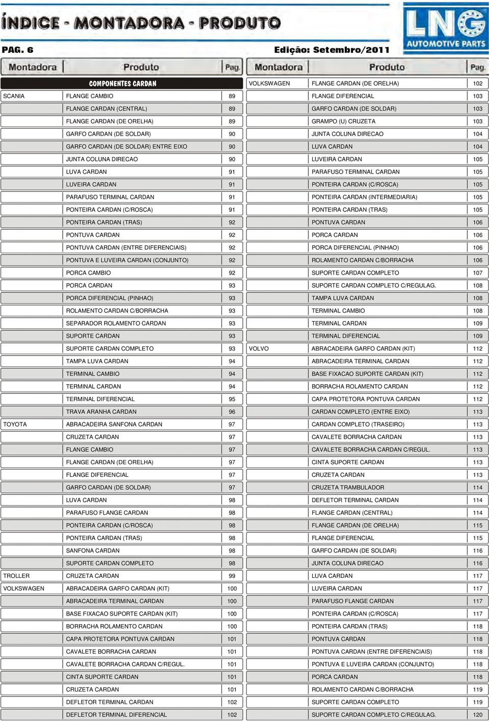 LUVA CARDAN 91 PARAFUSO TERMINAL CARDAN 105 LUVEIRA CARDAN 91 PONTEIRA CARDAN (C/ROSCA) 105 PARAFUSO TERMINAL CARDAN 91 PONTEIRA CARDAN (INTERMEDIARIA) 105 PONTEIRA CARDAN (C/ROSCA) 91 PONTEIRA