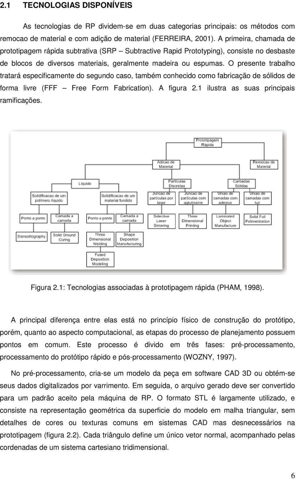 O presente trabalho tratará especificamente do segundo caso, também conhecido como fabricação de sólidos de forma livre (FFF Free Form Fabrication). A figura 2.