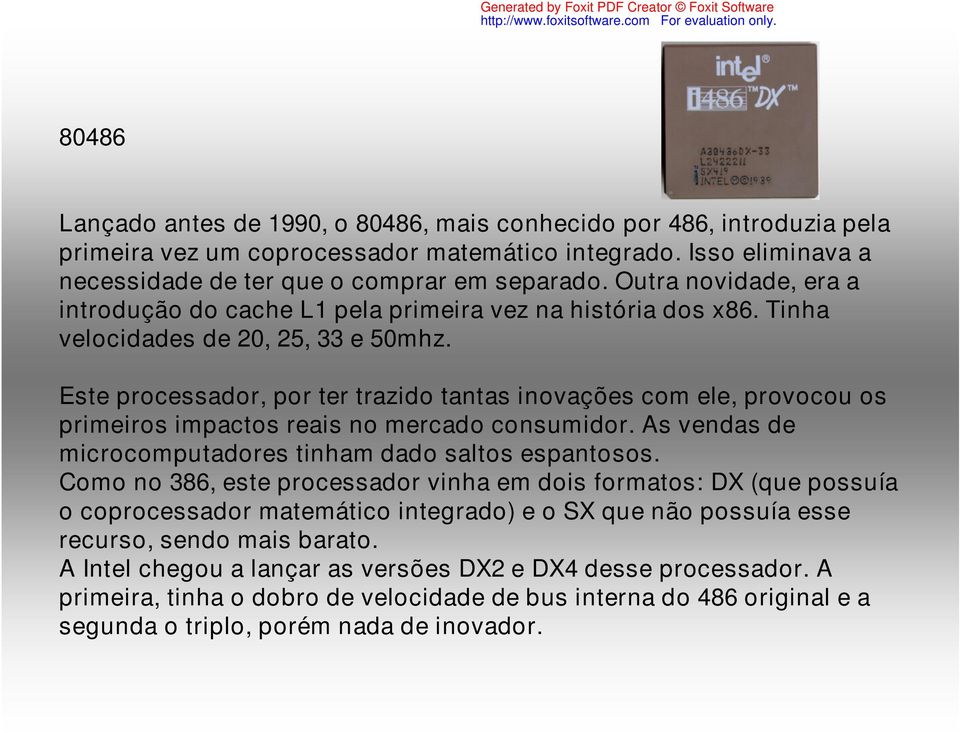 Este processador, por ter trazido tantas inovações com ele, provocou os primeiros impactos reais no mercado consumidor. As vendas de microcomputadores tinham dado saltos espantosos.