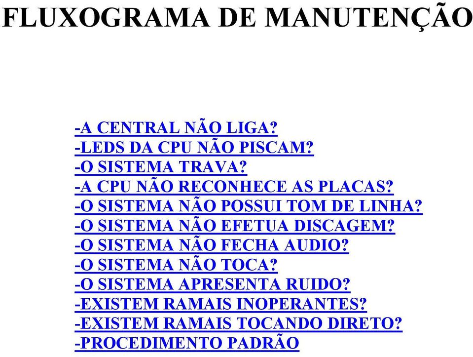 -O SISTEMA EFETUA DISCAGEM? -O SISTEMA FECHA AUDIO? -O SISTEMA TOCA?