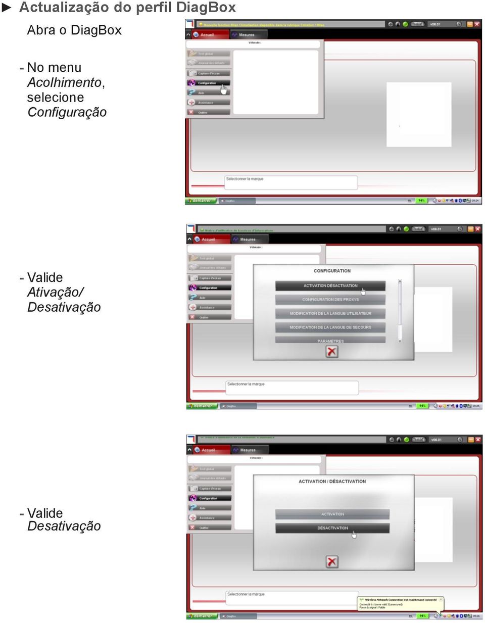 selecione Configuração - Valide