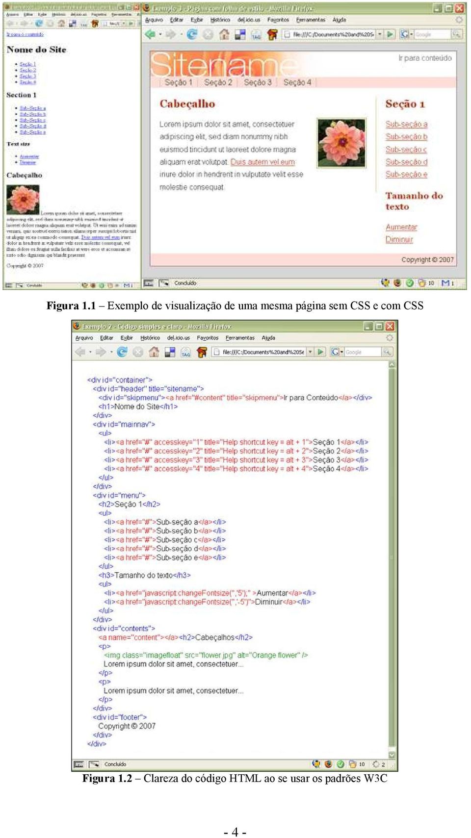 mesma página sem CSS e com CSS 2