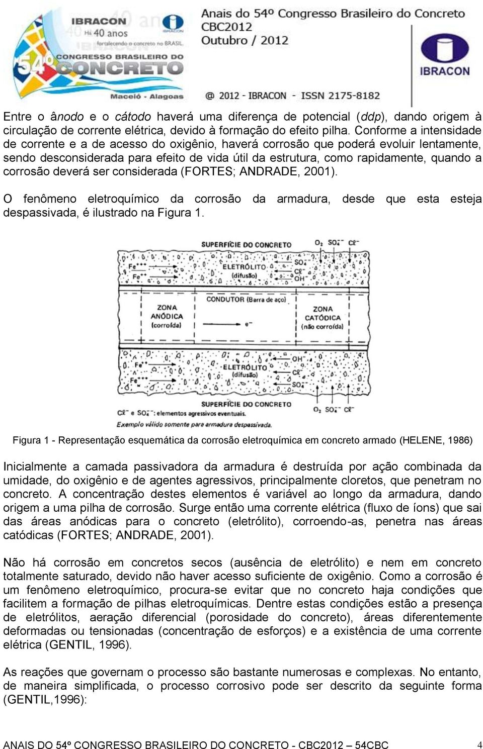 corrosão deverá ser considerada (FORTES; ANDRADE, 2001). O fenômeno eletroquímico da corrosão da armadura, desde que esta esteja despassivada, é ilustrado na Figura 1.