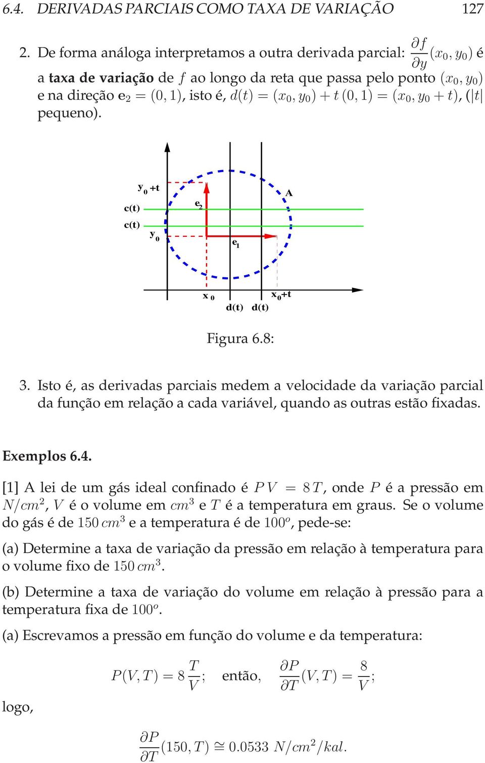 1) = (x 0, y 0 + t),( t pequeno). y 0 +t c(t) c(t) y 0 e e 1 A x x d(t) 0 0 +t d(t) Figura 6.8: 3.