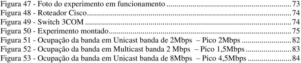 .. 75 Figura 51 - Ocupação da banda em Unicast banda de 2Mbps Pico 2Mbps.