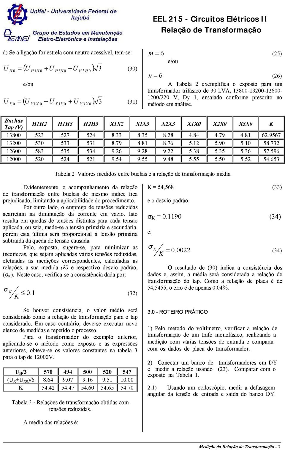 Buchas Tap (V) HH HH3 HH3 XX XX3 XX3 XX0 XX0 X3X0 3800 53 57 54 8.33 8.35 8.8 4.84 4.79 4.8 6.9567 300 530 533 53 8.79 8.8 8.76 5. 5.90 5.0 58.73 600 583 535 534 9.6 9.8 9. 5.38 5.35 5.36 57.