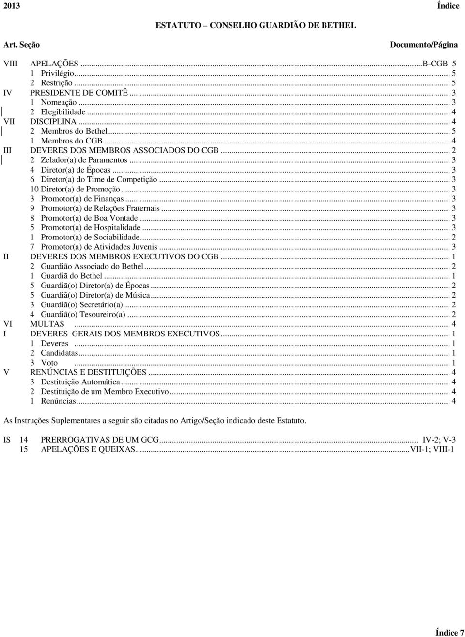 .. 3 6 Diretor(a) do Time de Competição... 3 10 Diretor(a) de Promoção... 3 3 Promotor(a) de Finanças... 3 9 Promotor(a) de Relações Fraternais... 3 8 Promotor(a) de Boa Vontade.