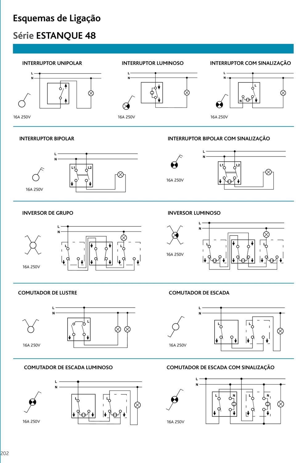 250V 16A 250V INVERSOR DE GRUPO INVERSOR LUMINOSO 16A 250V 16A 250V COMUTADOR DE LUSTRE COMUTADOR DE