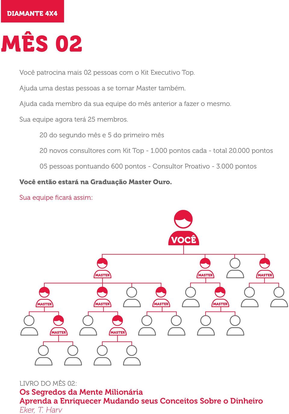 20 do segundo mês e 5 do primeiro mês 20 novos consultores com Kit Top - 1.000 pontos cada - total 20.