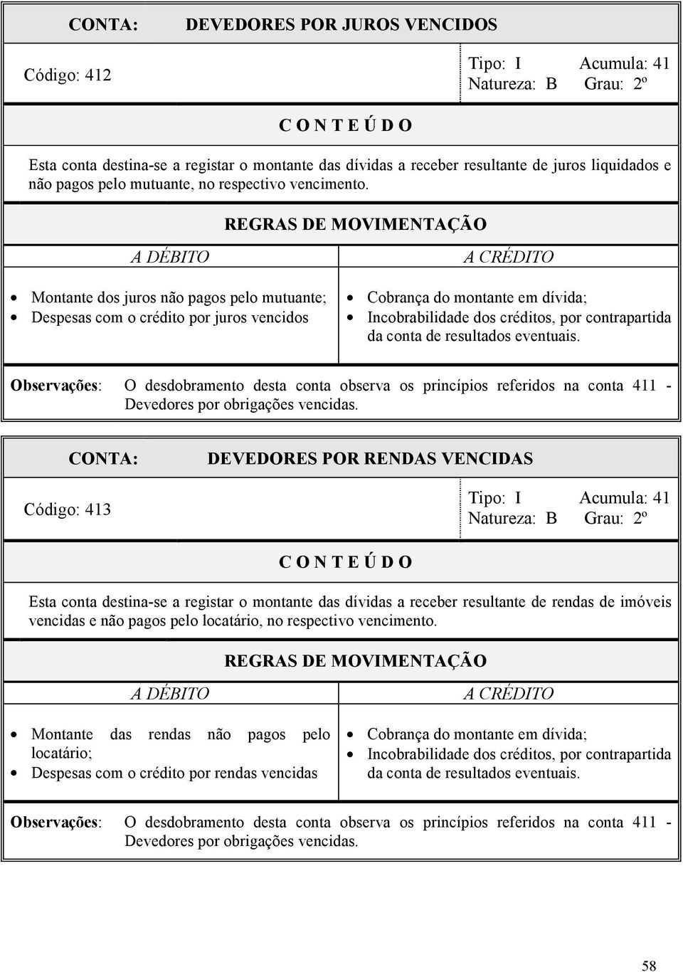 Montante dos juros não pagos pelo mutuante; Despesas com o crédito por juros vencidos Cobrança do montante em dívida; Incobrabilidade dos créditos, por contrapartida da conta de resultados eventuais.