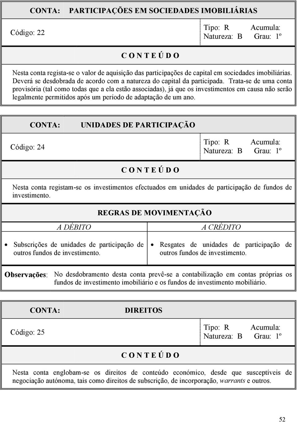 Trata-se de uma conta provisória (tal como todas que a ela estão associadas), já que os investimentos em causa não serão legalmente permitidos após um período de adaptação de um ano.