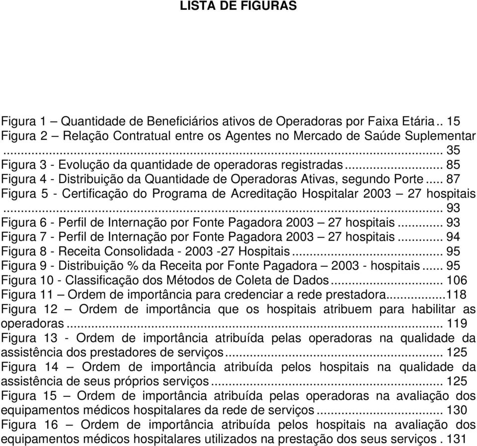 .. 87 Figura 5 - Certificação do Programa de Acreditação Hospitalar 2003 27 hospitais... 93 Figura 6 - Perfil de Internação por Fonte Pagadora 2003 27 hospitais.