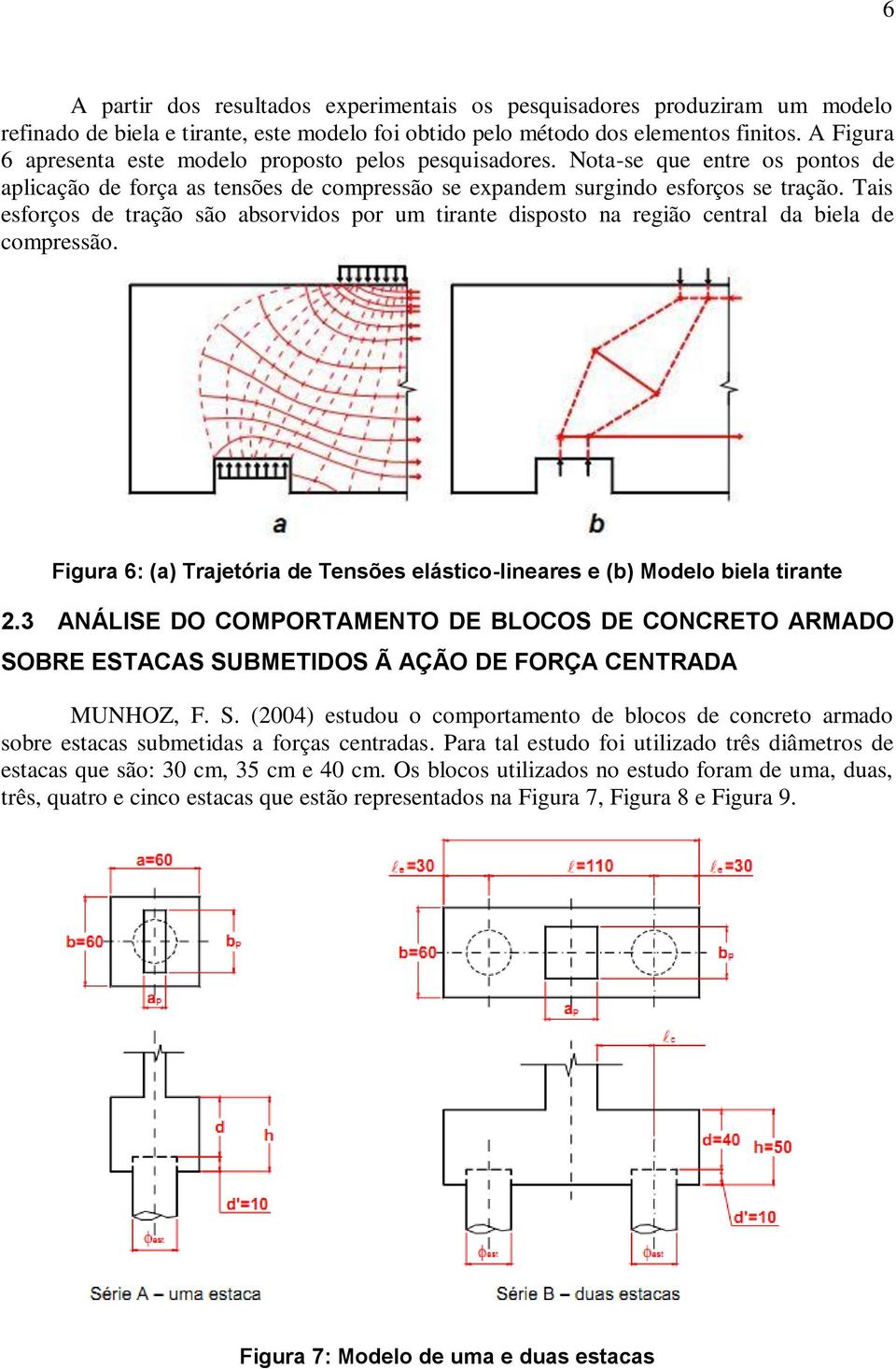 Tais esforços de tração são absorvidos por um tirante disposto na região central da biela de compressão. Figura 6: (a) Trajetória de Tensões elástico-lineares e (b) Modelo biela tirante 2.