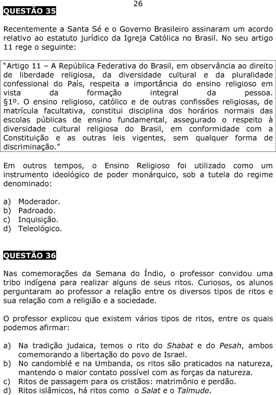 a importância do ensino religioso em vista da formação integral da pessoa. 1º.