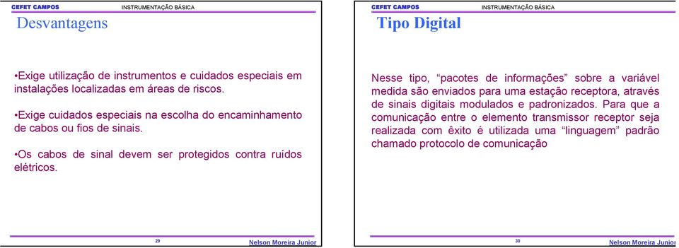 Nesse tipo, pacotes de informações sobre a variável medida são enviados para uma estação receptora, através de sinais digitais modulados e