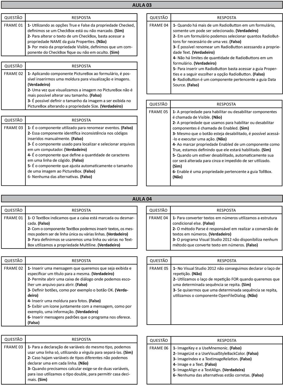 (Não) 3- Por meio da propriedade Visible, definimos que um componente do CheckBox fique ou não em oculto.