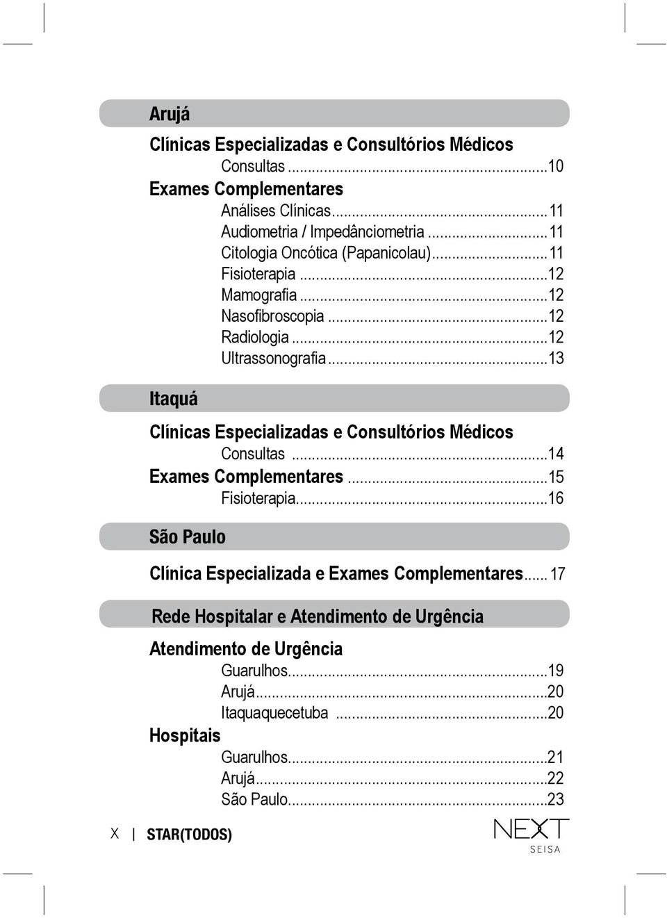 ..13 Itaquá Clínicas Especializadas e Consultórios Médicos Consultas...14 Exames Complementares...15 Fisioterapia.