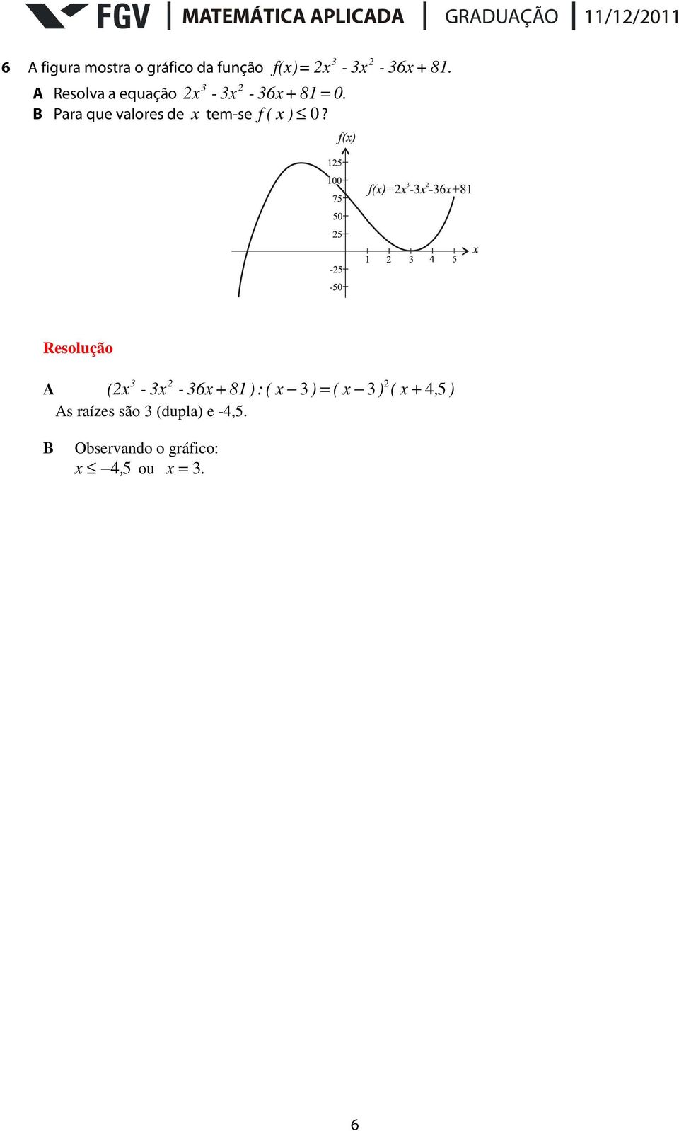 B Para que valores de x tem-se f ( x ) 0?