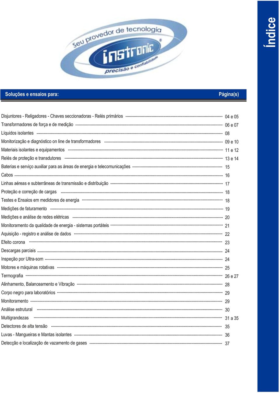 de transmissão e distribuição Proteção e correção de cargas Testes e Ensaios em medidores de energia Medições de faturamento Medições e análise de redes elétricas Monitoramento da qualidade de