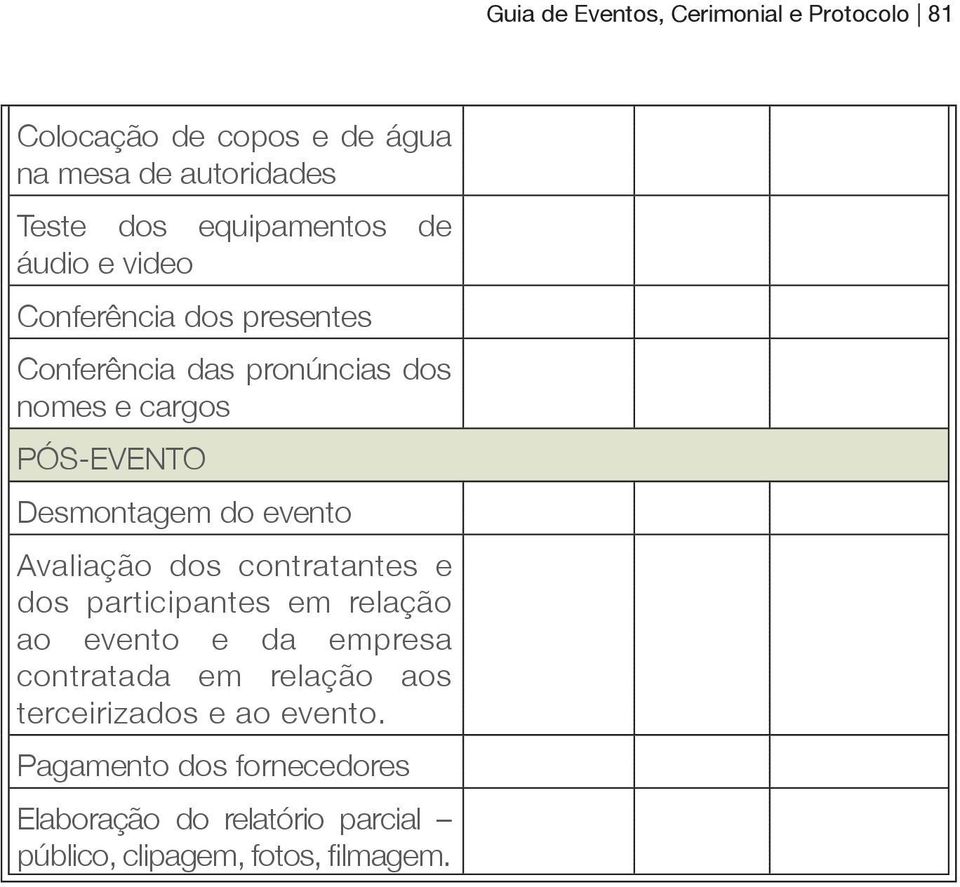 Desmontagem do evento Avaliação dos contratantes e dos participantes em relação ao evento e da empresa contratada em