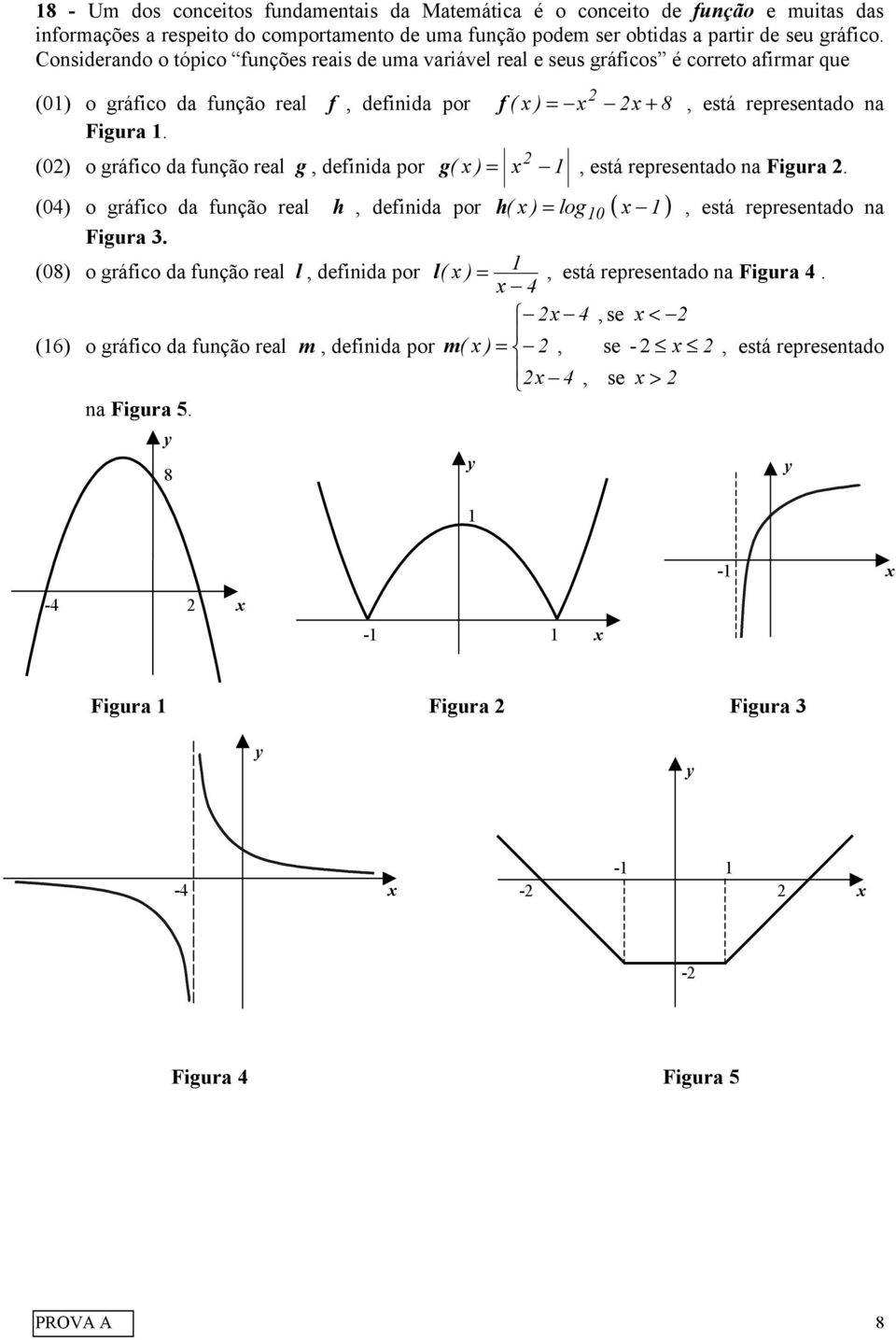 (0) o gráfico da função real g, definida por g ( x ) = x, está representado na Figura. h, está representado na Figura.