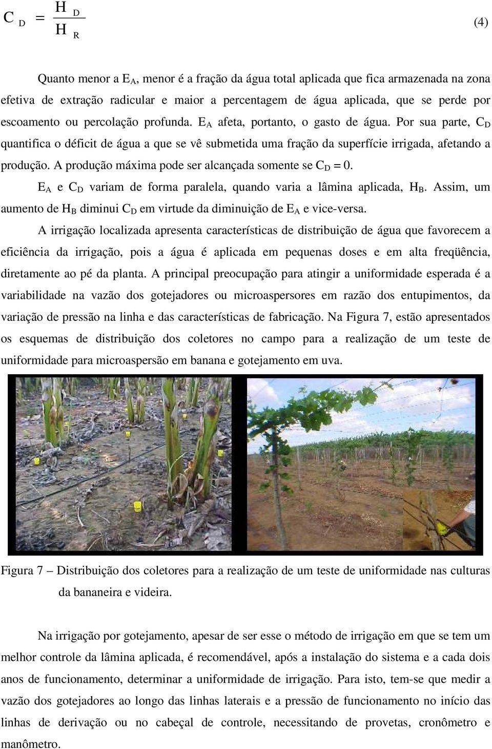 A produção máxima pode ser alcançada somente se C D = 0. E A e C D variam de forma paralela, quando varia a lâmina aplicada, H B.