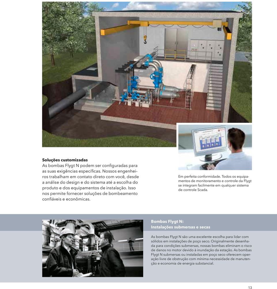 controle da Flygt se integram facilmente em qualquer sistema de controle Scada Bombas Flygt N: Instalações submersas e secas As bombas Flygt N são uma excelente escolha para lidar com sólidos em