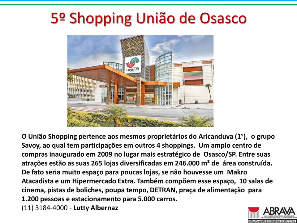 000 m² de área construída. De fato seria muito espaço para poucas lojas, se não houvesse um Makro Atacadista e um Hipermercado Extra.