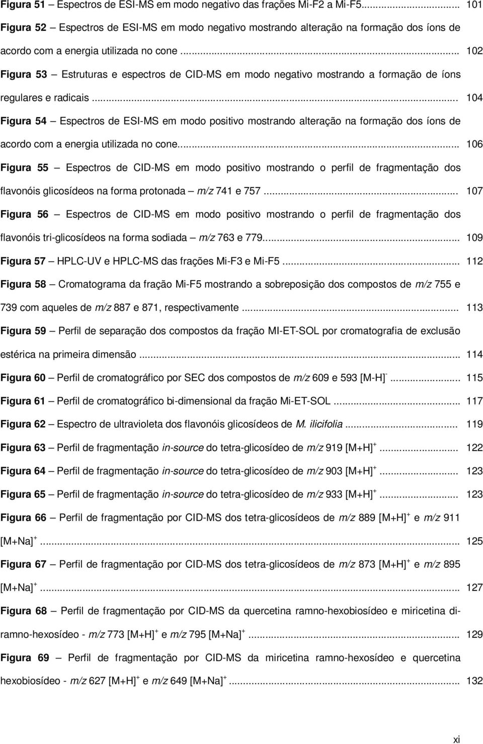 .. 102 Figura 53 Estruturas e espectros de CID-MS em modo negativo mostrando a formação de íons regulares e radicais.