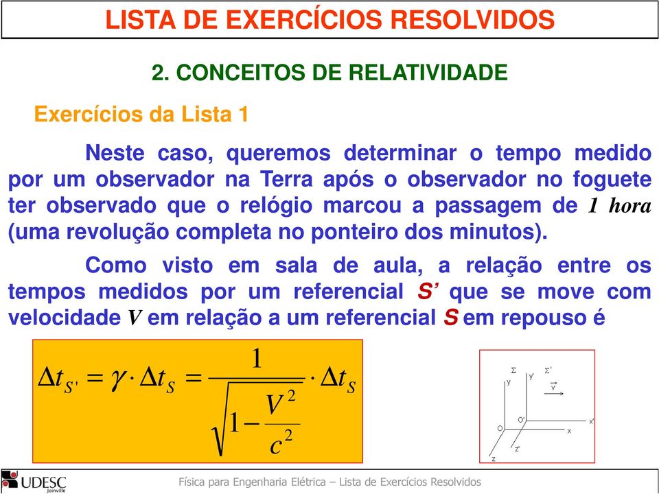 observador no foguete ter observado que o relógio marcou a passagem de 1 hora (uma revolução completa no