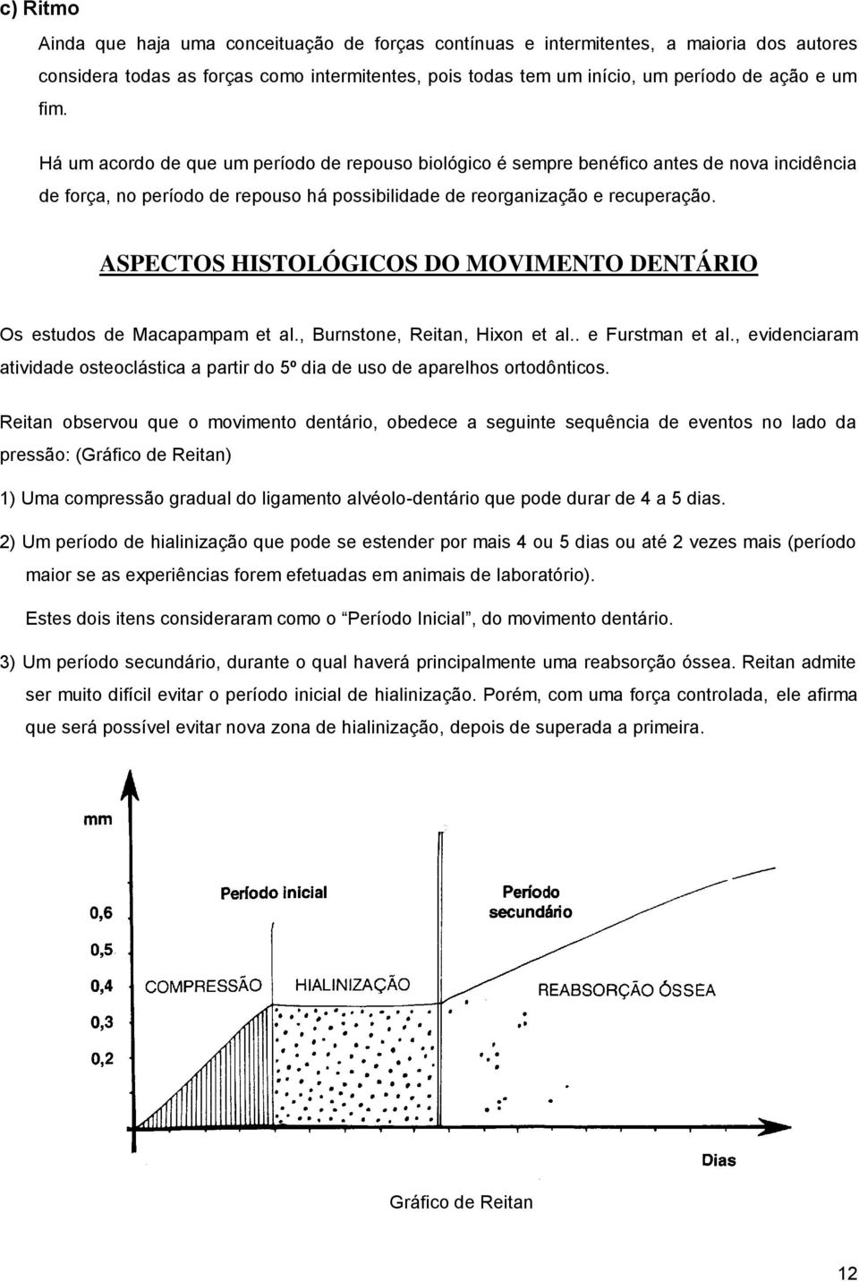 ASPECTOS HISTOLÓGICOS DO MOVIMENTO DENTÁRIO Os estudos de Macapampam et al., Burnstone, Reitan, Hixon et al.. e Furstman et al.