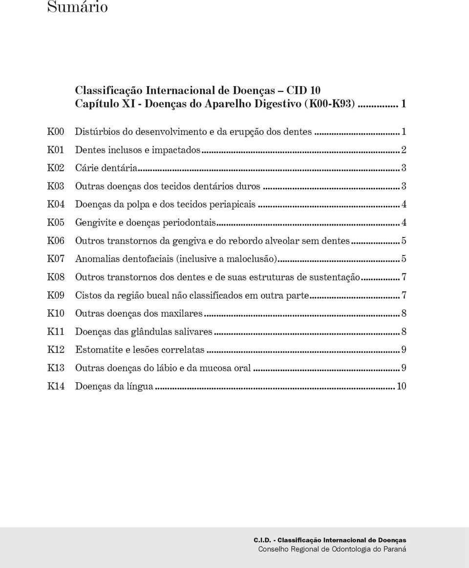 .. 4 K05 Gengivite e doenças periodontais... 4 K06 Outros transtornos da gengiva e do rebordo alveolar sem dentes... 5 K07 Anomalias dentofaciais (inclusive a maloclusão).