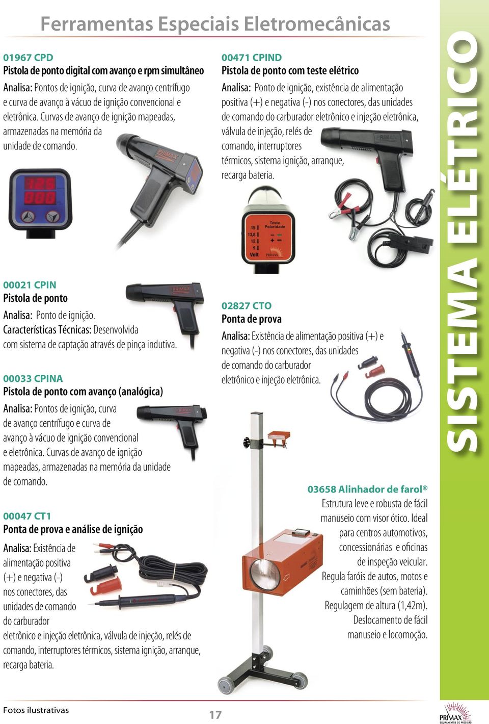 Características Técnicas: Desenvolvida com sistema de captação através de pinça indutiva.