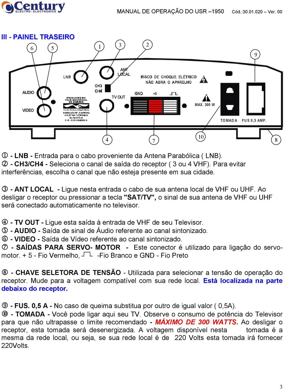 3 - ANT LOCAL - Ligue nesta entrada o cabo de sua antena local de VHF ou UHF.