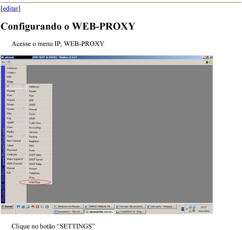 menu IP, WEB-PROXY